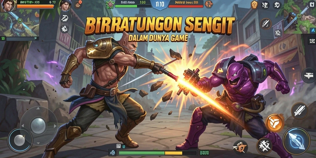 Gameplay BIRUTOTO yang intens dengan karakter beragam dalam pertempuran.