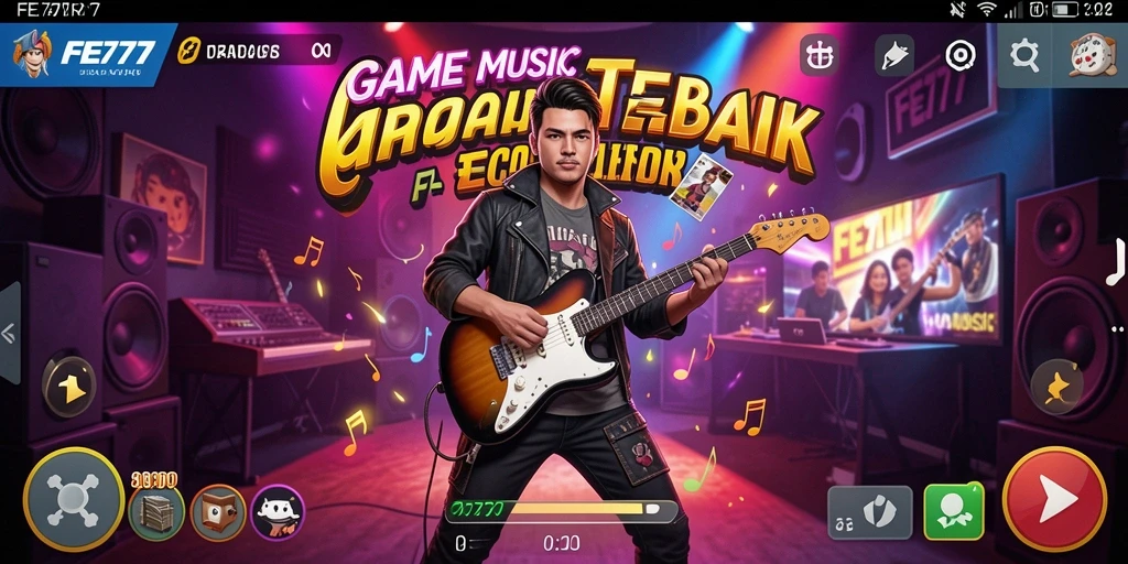 Tangkapan layar gameplay FE777 menampilkan pengalaman musik yang interaktif.