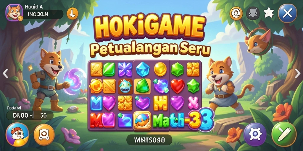 Tampilan menarik dari gameplay HOKIGAME dengan permata berwarna-warni.