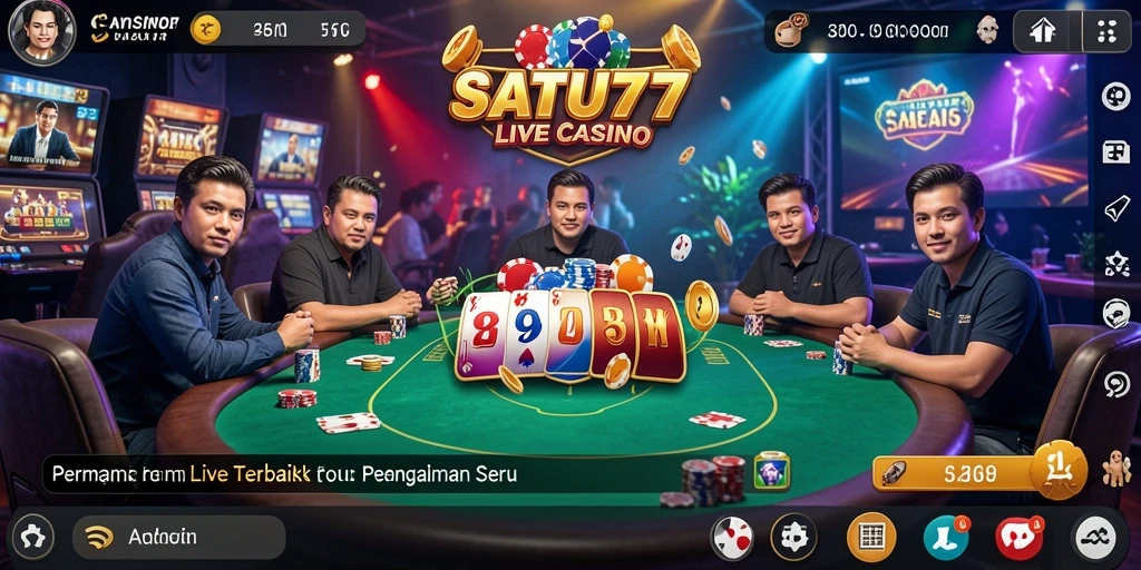 Screenshot SATU77 menampilkan dealer langsung bermain di meja Roulette dengan antusiasme tinggi.