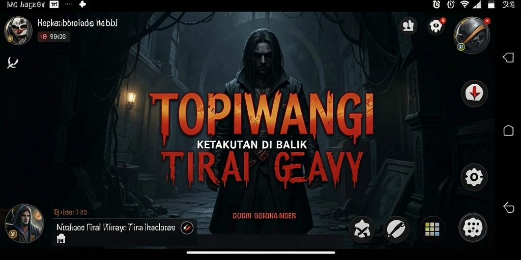 Screenshot gameplay <strong>TOPIWANGI</strong> menunjukkan suasana mencekam dan grafis yang menakutkan.
